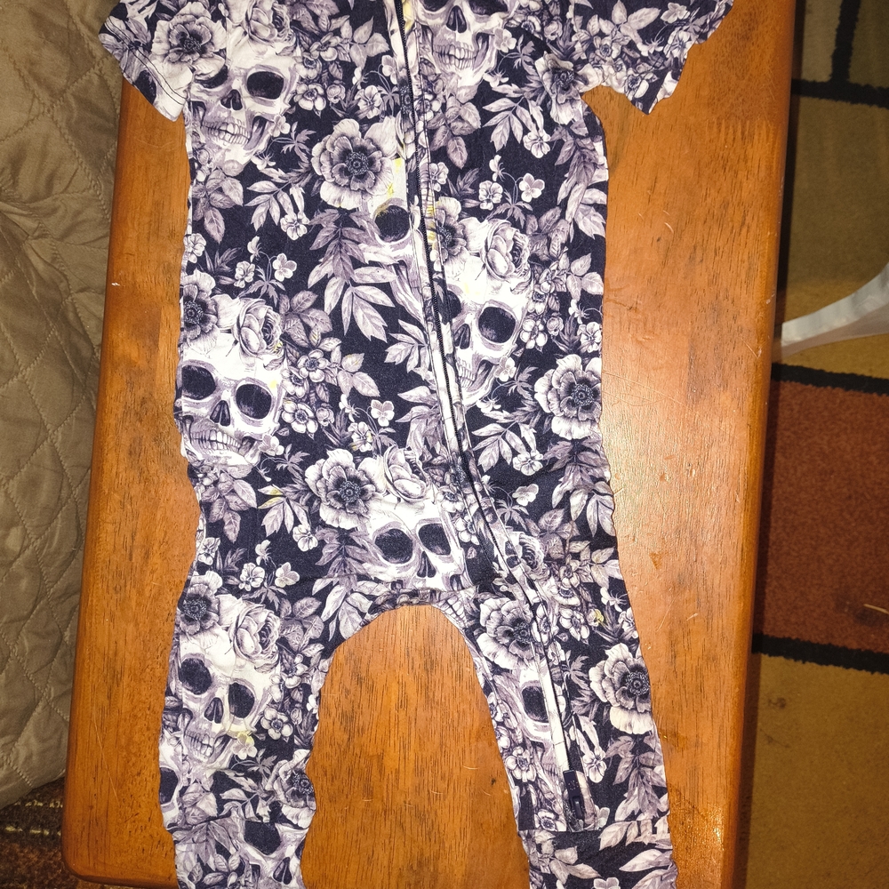 Skull and Floral Print Kids Footie